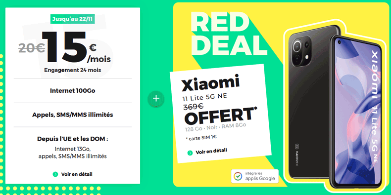 [RED] Forfait 100Go à 15€/mois = 1 smartphone Xiaomi OFFERT