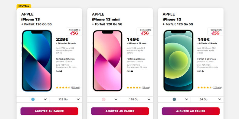 Grosse chute de prix sur les forfaits 5G + iPhone 13 chez SFR