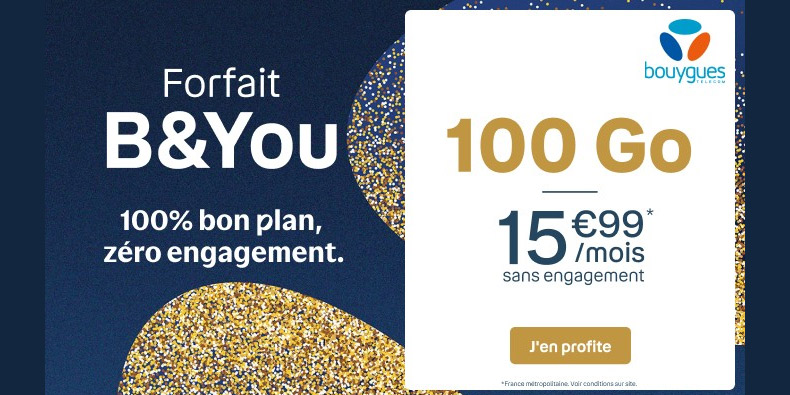 Forfait B&You 100 Go à 15.99€/mois sans engagement