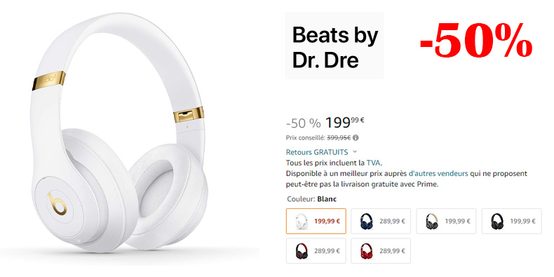 -50% sur le casque Beats Studio3 chez Amazon