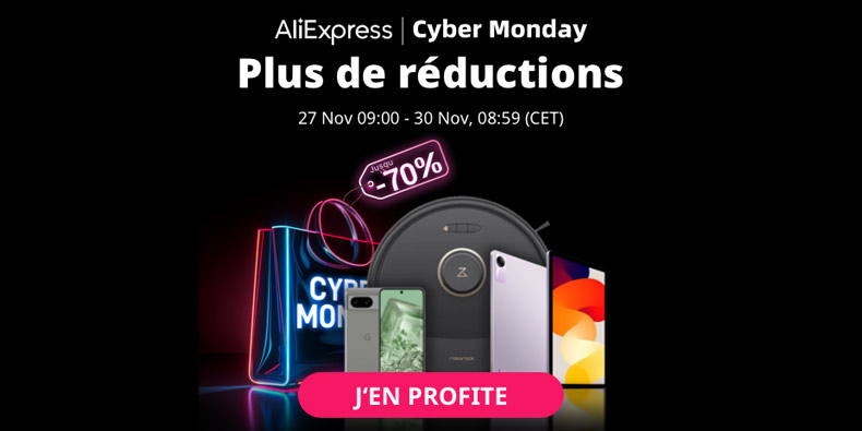 Ca continue chez Aliexpress pour le Cyber Monday (jusqu’au 30/11)