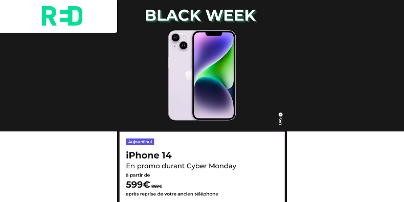 iPhone 14 à partir de 599€ chez RED de SFR pour le Cyber Monday
