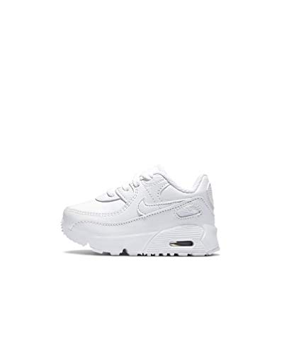NIKE AIR Max 90 LTR (TD) Sneaker, White/Metallic Silver, 19.