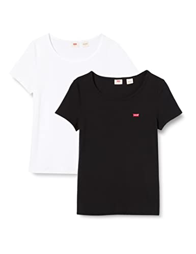 Levis 2-Pack Tee T-Shirt Femme, White +/Mineral Black, L