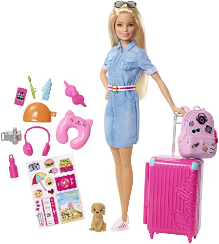 Barbie - Voyage - Coffret avec Poupée et Chien - Valise, Cai