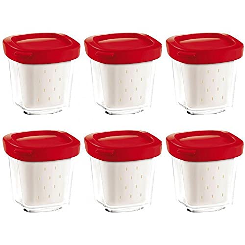 SEB Lot de 6 pots pour yaourtière multi délices, rouge - xf1