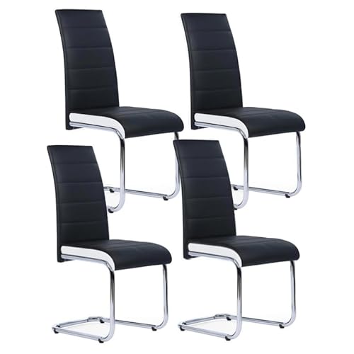 IDMarket - Lot de 4 chaises MIA Noires liseré Blanc pour Sal