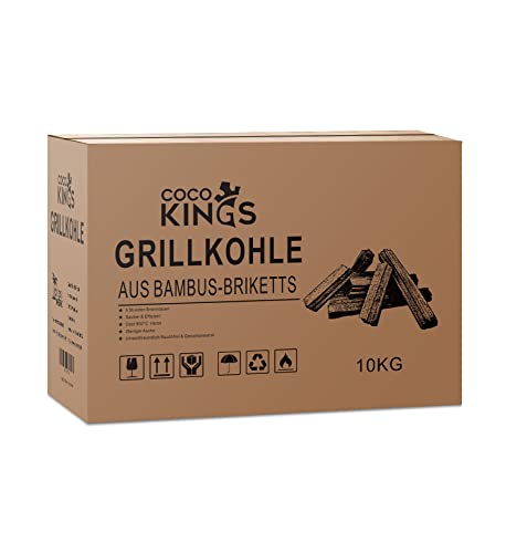 Kings Briquettes de charbon de bois pour barbecue - 10 kg - 