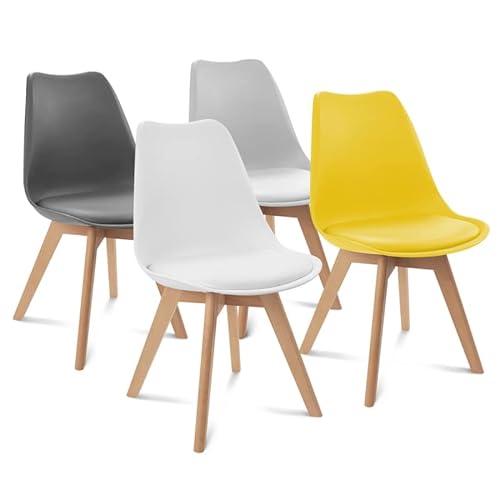 IDMarket - Lot de 4 chaises scandinaves SARA, Bureau, Hêtre,