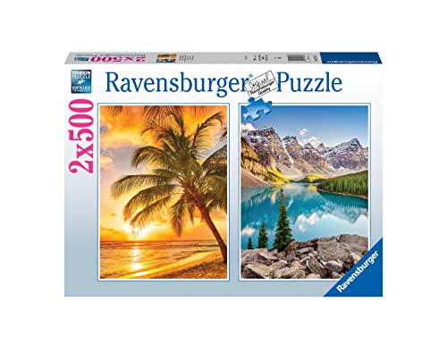 Puzzle 2x500 Pieces - Plage et Montagnes - Puzzle Adultes Ra