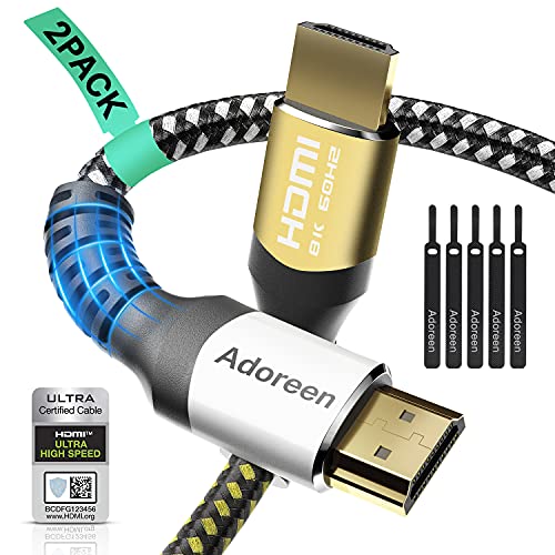 Adoreen Lot de 2 câbles HDMI 2.1 certifié 8 K 48 Gbps (1 m à